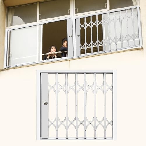 DEHUDEOUHS Faltbare Sicherheitsgitter für Fenster, verschließbares Fenster-Sicherheitsnetz für Kinder, zu öffnende, ausziehbare Fensterschutzzäune für Hurrikan-Schutz (71 x 142,2 cm) von DEHUDEOUHS