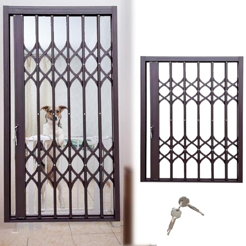 DEHUDEOUHS Sicherheitsfenstergitter für den Innenbereich mit Schloss und Schlüssel, faltbares Fensterschutznetz für Hundegitter/Katzen, Diebstahlschutzzaun aus Aluminiumlegierung (51 x 76 cm) von DEHUDEOUHS