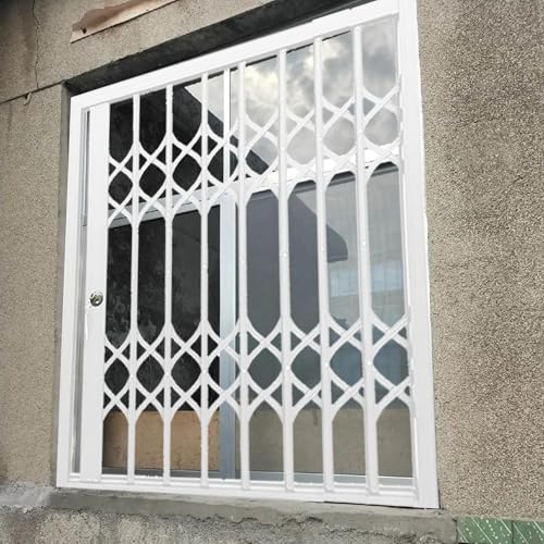 DEHUDEOUHS Sicherheitsgitter zur Einbruchverhütung für Fenster/Türen, Faltschiebefenster aus Aluminiumlegierung mit Verriegelung, Kellerfenstergitterzaun für Katzen/Hunde (84 x 109 cm) von DEHUDEOUHS