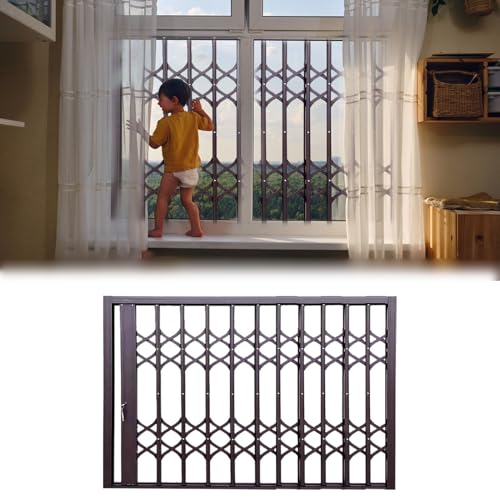 DEHUDEOUHS Verstellbare Fensterschutzgitter, 61 63 65 70 Zoll hoch, Einbruchschutz, Faltfensternetz für die Sicherheit zu Hause, Hurrikan-resistente Fensterzäune (120 cm x 130 cm) von DEHUDEOUHS