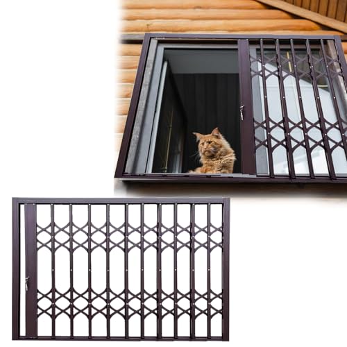 Sicherheitsgitter aus Metall zum Zusammenklappen und Schieben von Fenstern für Haustiere, einziehbare Sicherheitsgitter für Fenster zum Schutz vor Einbruch und Schutz, Sicherheitsbarrieren f von DEHUDEOUHS