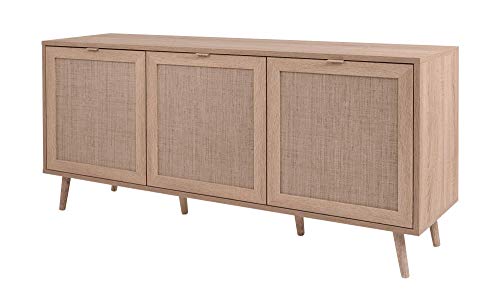 DEINE TANTE EMMA 003043 Bali 51A Sonoma Eiche/Geflecht Rafia Kommode Beistellkommode Sideboard ca. 150 x 71 x 40 cm von DEINE TANTE EMMA