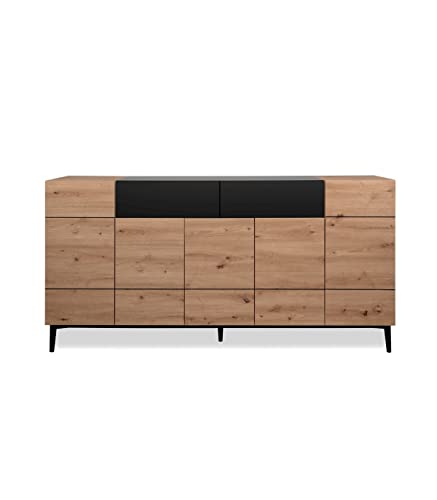 DEINE TANTE EMMA 003054 NOLA 51A Artisan Eiche Nb. / schwarz Kommode Sideboard Beistellkommode grifflos 180 x 90 x 40 cm von DEINE TANTE EMMA