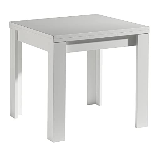 0560_80x80 MONZI Weiß matt Tisch Esstisch Auszugstisch Küchentisch Funktionstisch ausziehbar 80 x 80 cm von DEINE TANTE EMMA