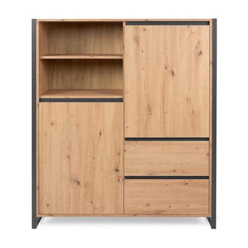 DEINE TANTE EMMA 002947 Denver 51 Artisan Eiche Nb. / anthrazit grau Highboard von DEINE TANTE EMMA