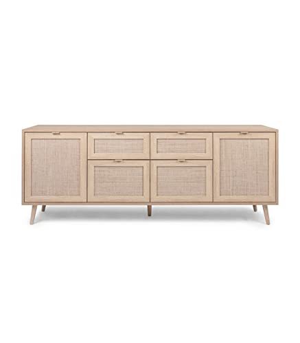 DEINE TANTE EMMA 003044 Bali 51B Sonoma Eiche/Geflecht Rafia Kommode Beistellkommode Sideboard ca. 180 x 71 x 40 cm von DEINE TANTE EMMA