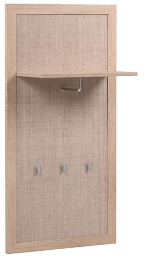 DEINE TANTE EMMA 003197 BALI 41B Sonoma Eiche/Geflecht Rafia Garderobe Paneel Wandgarderobe Kleiderständer mit Haken ca. 55 x 110 x 30 cm von DEINE TANTE EMMA