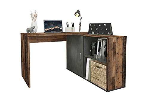 DEINE TANTE EMMA 372-001 Valley Old Style/Matera Grau Schreibtisch Winkelschreibtisch Bürotisch Arbeitstisch Home Office ca. 119 x 124 cm Stellfläche von DEINE TANTE EMMA