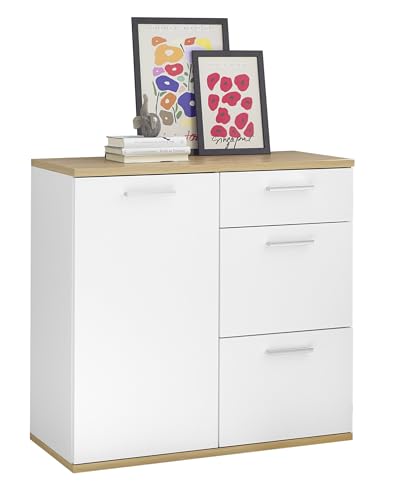 DEINE TANTE EMMA 43-251-V6 Kommode BC 1035 Sideboard mit 3 Schubladen Weiß/Artisan Eiche Nb. ca. 95 x 86 x 35 cm von DEINE TANTE EMMA