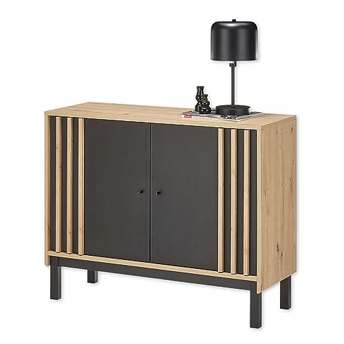 DEINE TANTE EMMA 43-291-V2 VOLANO Artisan Eiche Nb. / Schwarz Kommode Beistellkommode Sideboard ca. 105 x 84 x 39 cm von Stella Trading