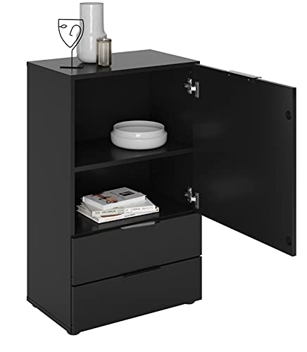 DEINE TANTE EMMA 557-005 Dark 5 Schwarz Kommode Sideboard Highboard 2 Schubladen 1 Tür von DEINE TANTE EMMA