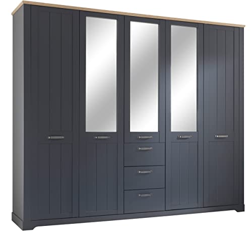 DEINE TANTE EMMA 58-668-T3 ELASTIR Graphit Grau/Artisan Eiche Nb. Kleiderschrank Schlafzimmer Drehtüren Stauraum ca. 270 x 225 x 62 cm von DEINE TANTE EMMA