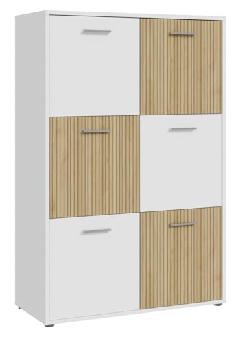 DEINE TANTE EMMA QDRK421-M878 Highboard Quadro 2 Kommode Weiss/Lamela Eiche hell ca. 94 x 140 x 40 cm von DEINE TANTE EMMA