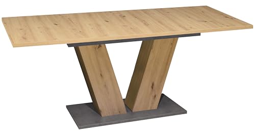 DEINE TANTE EMMA Teo/ET-V-140-180 Esstisch Teo Speiseszimmer ausziehbar Küchentisch Asteiche Nb. / Graphit grau ca. 140 x 80 cm von DEINE TANTE EMMA