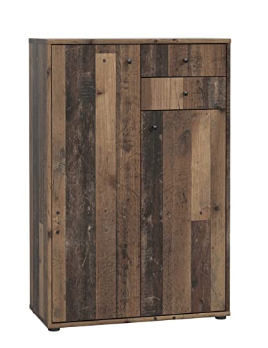 FORTE TEMPRA 2 Kommode mit 2 Türen und 2 Schubladen, Holzwerkstoff, Old – Wood Vintage Dekor, (B x H x T) 73,7 x 111,1 x 34,8 cm von Forte