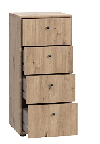 FORTE TEMPRA 2 Kommode mit 4 Schubladen, Holzwerkstoff, Artisan Eiche Dekor, (B x H x T) 38,6 x 85,5 x 34,8 cm von Forte