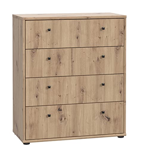 FORTE TEMPRA 2 Kommode mit 4 Schubladen, Holzwerkstoff, Artisan Eiche Dekor, (B x H x T) 73,7 x 85,5 x 34,8 cm von Forte