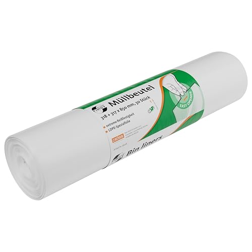 Deiss FIRST PLUS Müllbeutel aus LDPE, 1A-Material, Passend für Drahtgitterkörbe, weiß, 50 Stück/Rolle von DEISS FIRST PLUS