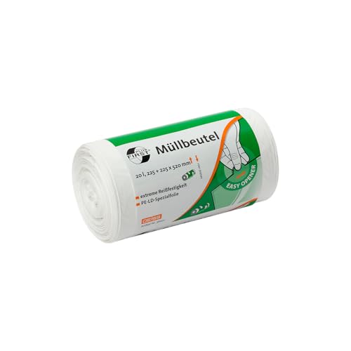 Müllbeutel aus LDPE, 1A-Material, 20 l, weiß, 50 Stück/Rolle Müllbeutel aus LDPE, 1A-Material, 20 l, weiß, 50 Stück/Rolle von DEISS FIRST PLUS