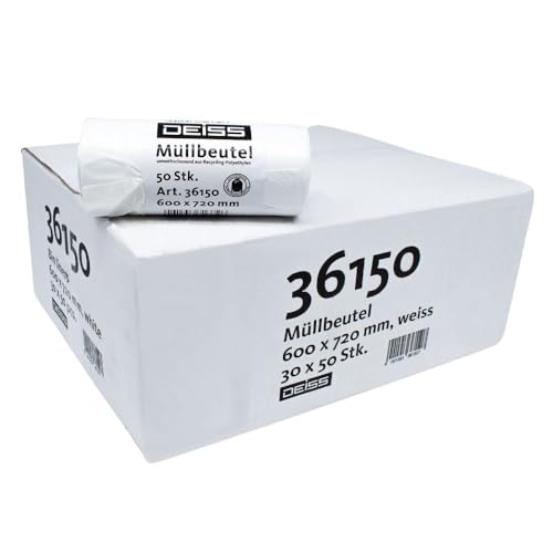 DEISS LDPE Müllbeutel 60 Liter, 36150 - Karton / 60 Liter | Karton (30 Rollen) von DEISS