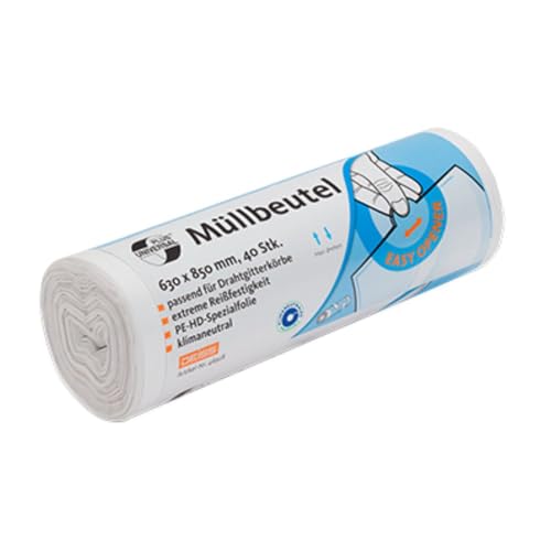 DEISS Müllsack UNIVERSAL®, HDPE, 0,008 mm, 80 l, 630 x 850 mm, weiß (40 Stück), Sie erhalten 1 Packung á 40 Stück von DEISS