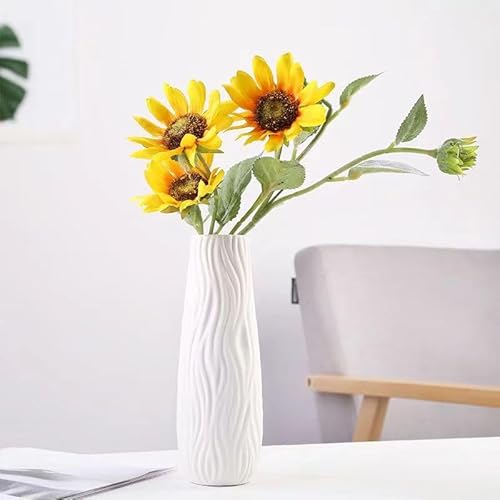 Vasen Deko Keramik Vase Weiße Blumenvase Pampasgras Dekorative Vasen für Home Decor Blumen Pampasgras,Wohnzimmer Esstisch Büro Dekor (Weiß) von DEIYVON