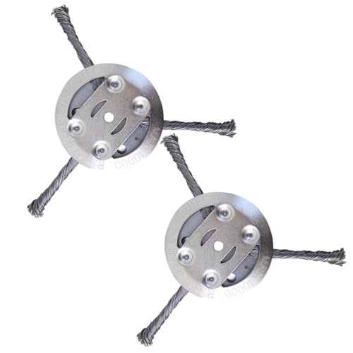 2 Stück Nylon-Trimmerkopf Mit Stahldraht, Wildkrautbürste 5.5mm Bohrung, Unkrautbürste für Akku Rasentrimmer, Drahtbürste Mit Kegelform Entfernt Mühelos Unkraut Und Moos(3 knives) von DEJIN