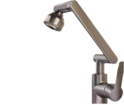 Heiß und Kalt Doppelzweck Universal Wasserhahn, 1080° drehbarer Wasserhahn, Küchenspüle Armaturen mit mehreren Modi Sprüher, Spritzwassergeschützter Wasserhahn für Bad & Küche (Grau -4 Gänge) von DEJIN