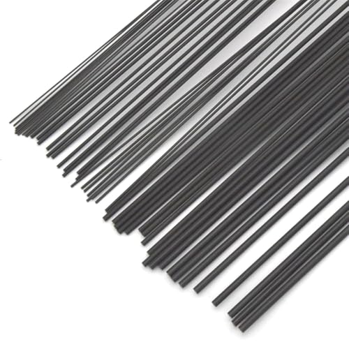 Kohlefaserstäbe, 1 MM, 1,5 MM, 2 MM, 3 MM, 4 MM, 5 MM Durchmesser – 10 Stück, 50cm, Massive Kohlefaserstäbe, for Campingzelte, Drachen, Winnower, Spielzeuge, RC-Flugzeuge(1mm) von DEJIN
