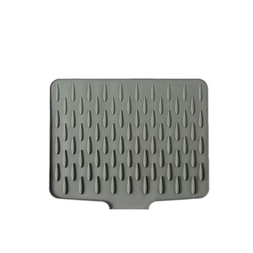 Multifunktionale und faltbare Silikon-Abtropfmatte, große Abtropfmatte, Abtropfmatte für Küchentheke, hitzebeständiges Abflussbrett, spülmaschinenfeste Abtropffläche (Hellgrau, 40 × 32,5 cm) von DEJIN