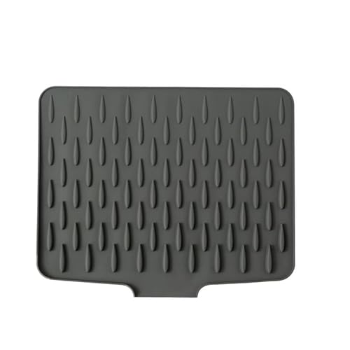 Multifunktionale und faltbare Silikon-Abtropfmatte, große Abtropfmatte, Abtropfmatte für Küchentheke, hitzebeständiges Abflussbrett, spülmaschinenfeste Abtropffläche (Schwarz-Grau, 40 × 32,5 cm) von DEJIN