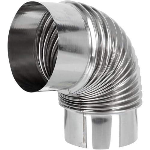 Ofenzubehör, Ofenrohrbogen, 90-Grad-Kaminverlängerung, Edelstahl, Austausch-Rauchrohradapter, Rohr, Kaminrohr, 5 Zoll, Silber von DEJIN
