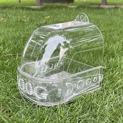 Zwei-in-1-Becken zum Baden und Füttern von Papageien, transparenter Vogeltränkenkäfig, Reinigung von Haustierbedarf mit Haken zum Aufhängen und Bodenschublade für Käfig, Papagei, hängende Badewanne von DEJIN