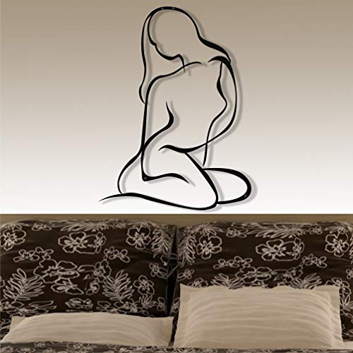 Wandkunst, 3D-Frauen-Silhouette, Metall-Wanddekoration, Heimbüro-Dekoration, Schlafzimmer, Wohnzimmer, Dekoration, Skulptur (schwarz, 46 x 61 cm) von DEKADRON