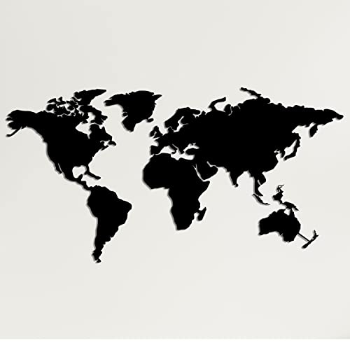 DEKADRON Metall-Wandkunst, Metall-Weltkarte Kontinente, Metallwanddekoration, Innendekoration, Metallschild, 4 Stück (150 x 80 cm) von DEKADRON