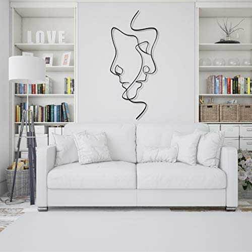 DEKADRON Metallwandbild, 2 Gesichter, Linienkunst, Metallwandbild (26 x 60 cm) von DEKADRON