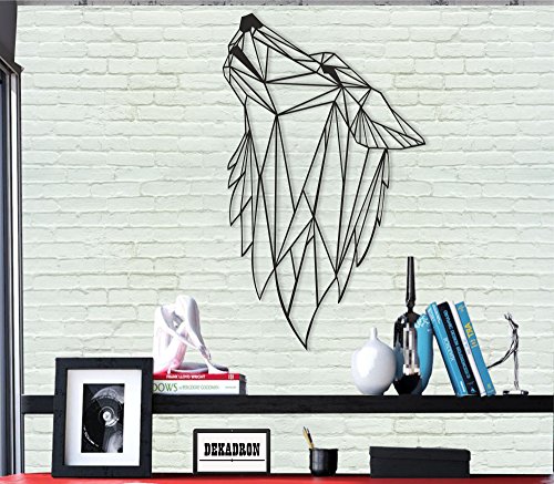 DEKADRON Metall-Wandkunst – Geometrischer Wolf – 3D-Wand-Silhouette Metall-Wanddekoration Home Office Dekoration Schlafzimmer Wohnzimmer Dekor Skulptur (28 x 46 cm) von DEKADRON