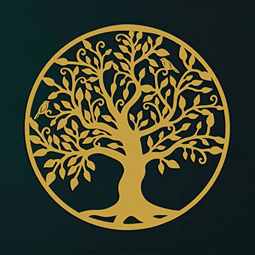 DEKADRON Metall-Wandkunst – Goldfarbener Baum des Lebens – Metall-Stammbaum – Metall-Wand-Silhouette, Metall-Wanddekoration, Heimbüro-Dekoration, Schlafzimmer, Wohnzimmer-Dekor (44 x 46 cm) von DEKADRON