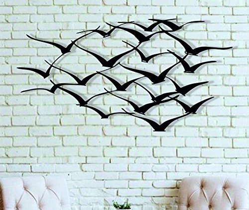 DEKADRON Metall-Wandkunst – Kraniche – 3D-Wand-Silhouette Metall-Wanddekoration Home Office Dekoration Schlafzimmer Wohnzimmer Dekor Skulptur (46 x 23 cm) von DEKADRON