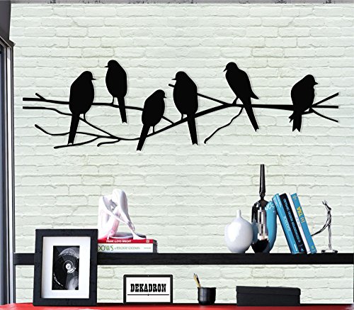 DEKADRON Metall-Wandkunst – Vögel – Wand-Silhouette, Metall-Wanddekoration, Heimbüro, Dekoration, Schlafzimmer, Wohnzimmer, Dekoration (61 x 20 cm) von DEKADRON