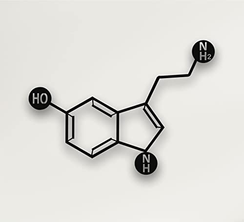 DEKADRON Metallwandbild – Serotonin-Molekül – Metallwanddekoration (61 x 36 cm) von DEKADRON