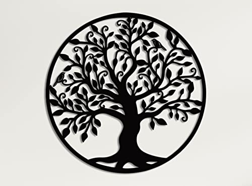 DEKADRON Wanddekoration aus Metall, Baum des Lebens, Familienzeichen Baum aus Metall, Wanddekoration, Innendekoration, Schwarz , 58 x 61 cm von DEKADRON