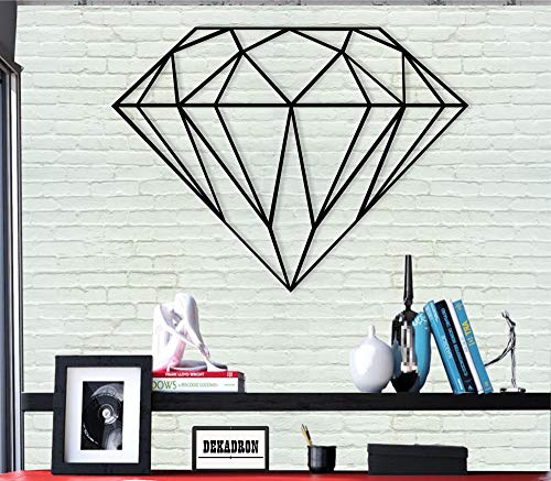 DEKADRON Wanddekoration aus Metall – geometrischer Diamant – 3D-Wand-Silhouette, Metall-Wanddekoration, Heimbüro, Dekoration, Schlafzimmer, Wohnzimmer, Dekor, Skulptur (76 x 53 cm) von DEKADRON