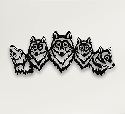 Dekadron Metall-Wandkunst, Wolfs-Packung, Metallschild, modernes Wanddeko, Wanddekoration, Bürodekoration, Einweihungsgeschenk - 100 x 43 cm von DEKADRON