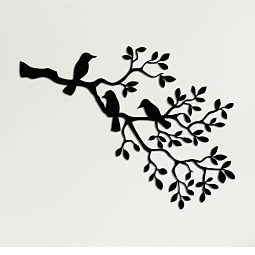 DEKADRON Metall-Wandkunst, Metall-Vogel-Kunst, Metall-Wanddekoration, Vögel auf Ast, Vogel-Skulptur, ausgefallenes Geschenk, Einweihungsgeschenk, Innendekoration (90 x 66 cm) von DEKADRON