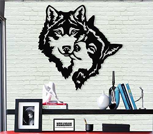 Metall-Wandkunst – Wölfe – Wand-Silhouette Metall Wanddekoration Home Office Dekoration Schlafzimmer Wohnzimmer Dekoration (44 x 44 cm) von DEKADRON