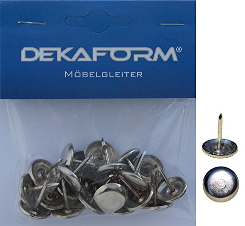 Dekaform Rundgleiter 18 x 4 - Metall Möbelgleiter 215-18 Nagelgleiter Stuhlbeingleiter Stuhlgleiter zum Nageln Metall-Gleitfläche* Kappe rund mit Stift - Menge variabel (24) von DEKAFORM