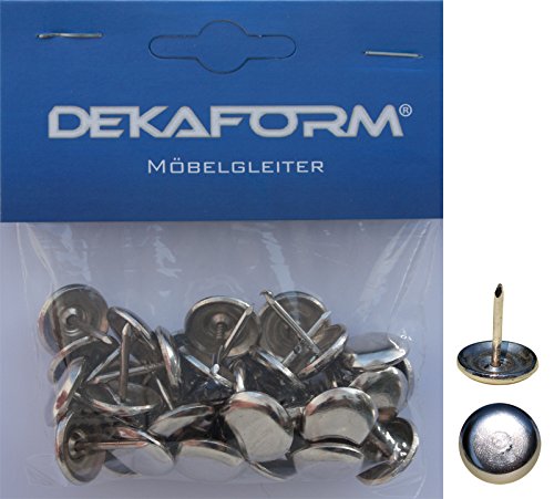 Dekaform Rundgleiter 18 x 4 - Metall Möbelgleiter 215-18 Nagelgleiter Stuhlbeingleiter Stuhlgleiter zum Nageln Metall-Gleitfläche* Kappe rund mit Stift - Menge variabel (50) von DEKAFORM