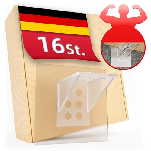 DEKAZIA® 16 Regalbodenträger selbstklebend | Regalbodenhalter selbstklebend Regalboden Halterung Regalbefestigung ohne Bohren Schrankboden Halter Regalbrett Bodenträger für Einlegeboden von DEKAZIA
