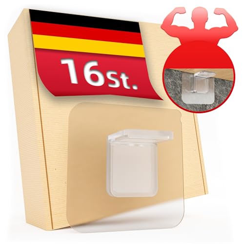 DEKAZIA® 16 Regalbodenträger selbstklebend | Regalbodenhalter selbstklebend Regalboden Halterung Regalbefestigung ohne Bohren Schrankboden Halter Regalbrett Bodenträger für Einlegeboden von DEKAZIA